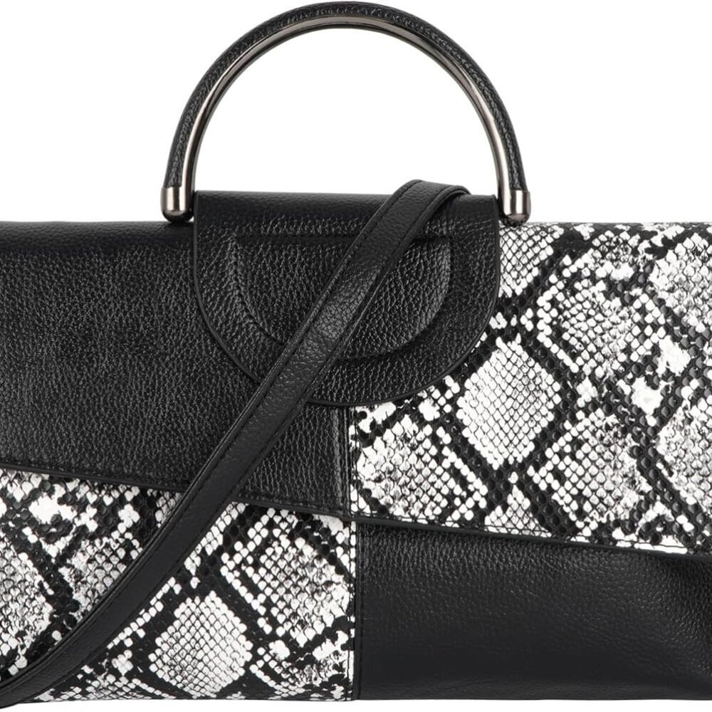 Women's Snakeskin Faux Leather Tote Crossbody Shoulder Bag 10.8"